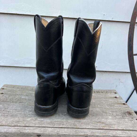 Vintage 90s Justin Roper Black Cowboy Western Boots Style 3133 MISSMATE 7/7.5D - Picture 5 of 9